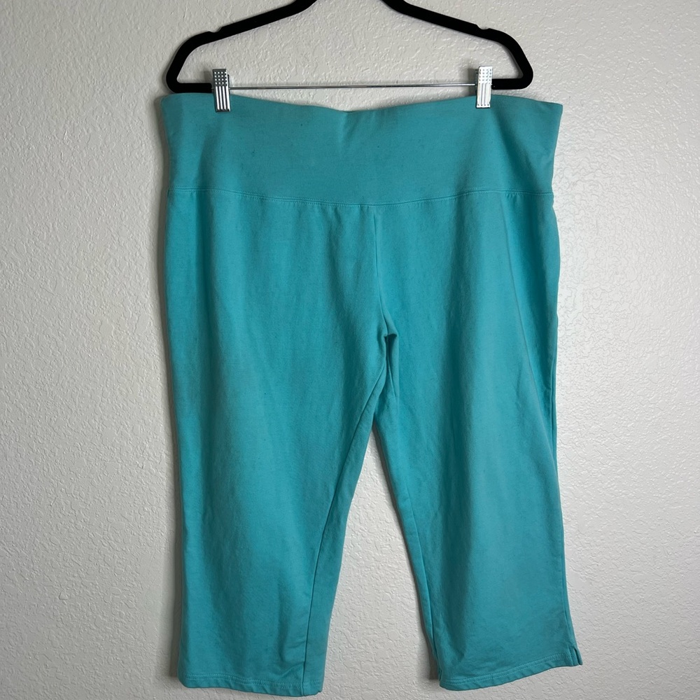 Belle Kim Gravel Teal Pull on Sweat Capri's Size XL